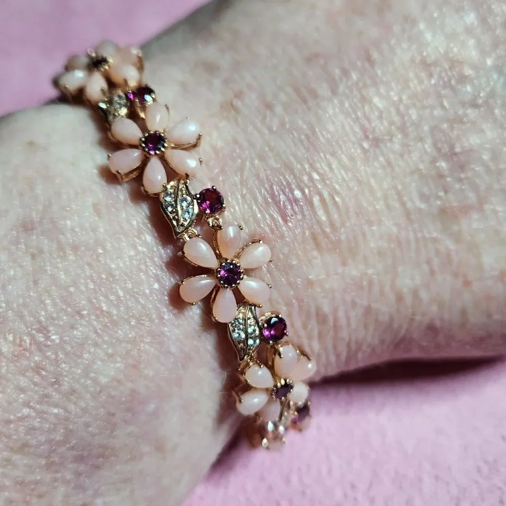 JTV Pink Opal 18k Rose Gold Over Sterling Silver Bracelet - Picture 9 of 11